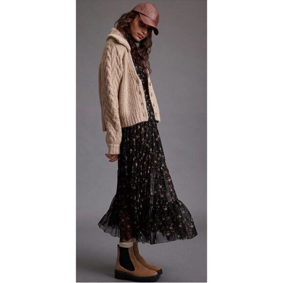 MISA Los Angeles Floral Rebecca Ruched Maxi Dress in Autumn Ditsy Mesh - Picture 3 of 11